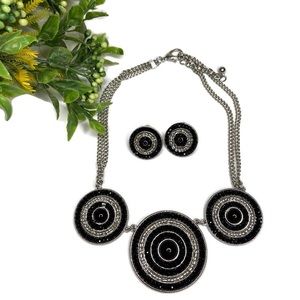 JVT Black earrings and Necklace set